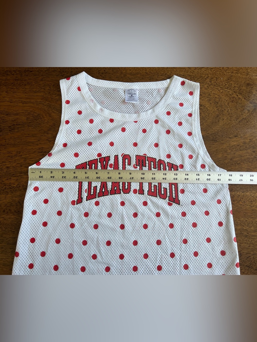 Texas Tech Red Raiders Polka Dot Mesh Tank Top Size Small White Red Sleeveless - Picture 4 of 7